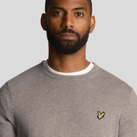 Lyle & Scott Cotton Merino Blend Crew Neck Pullover - Mid Grey Mergel