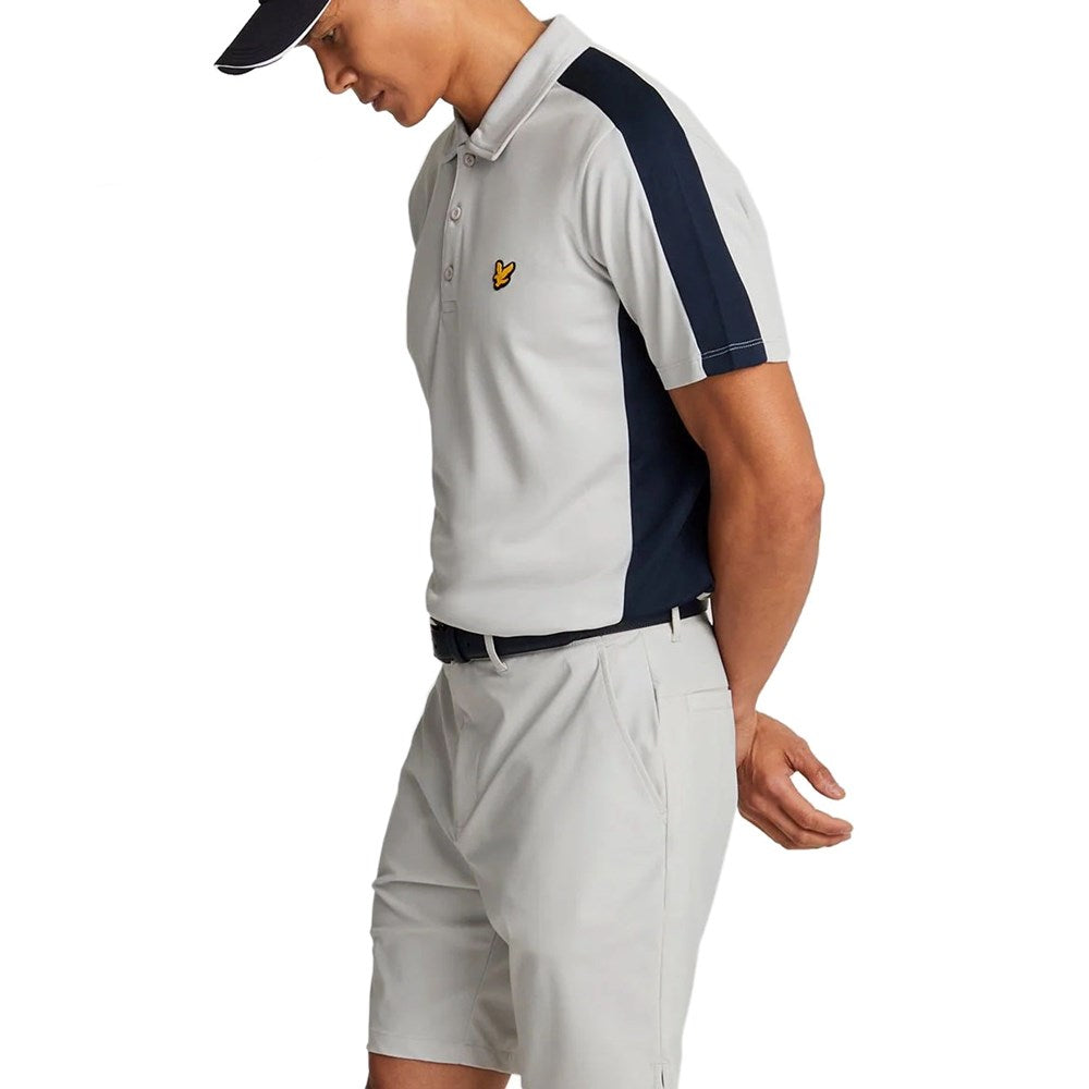 Lyle & Scott Golf Striped Polo Shirt - Kiesel/ Dunkle Marine