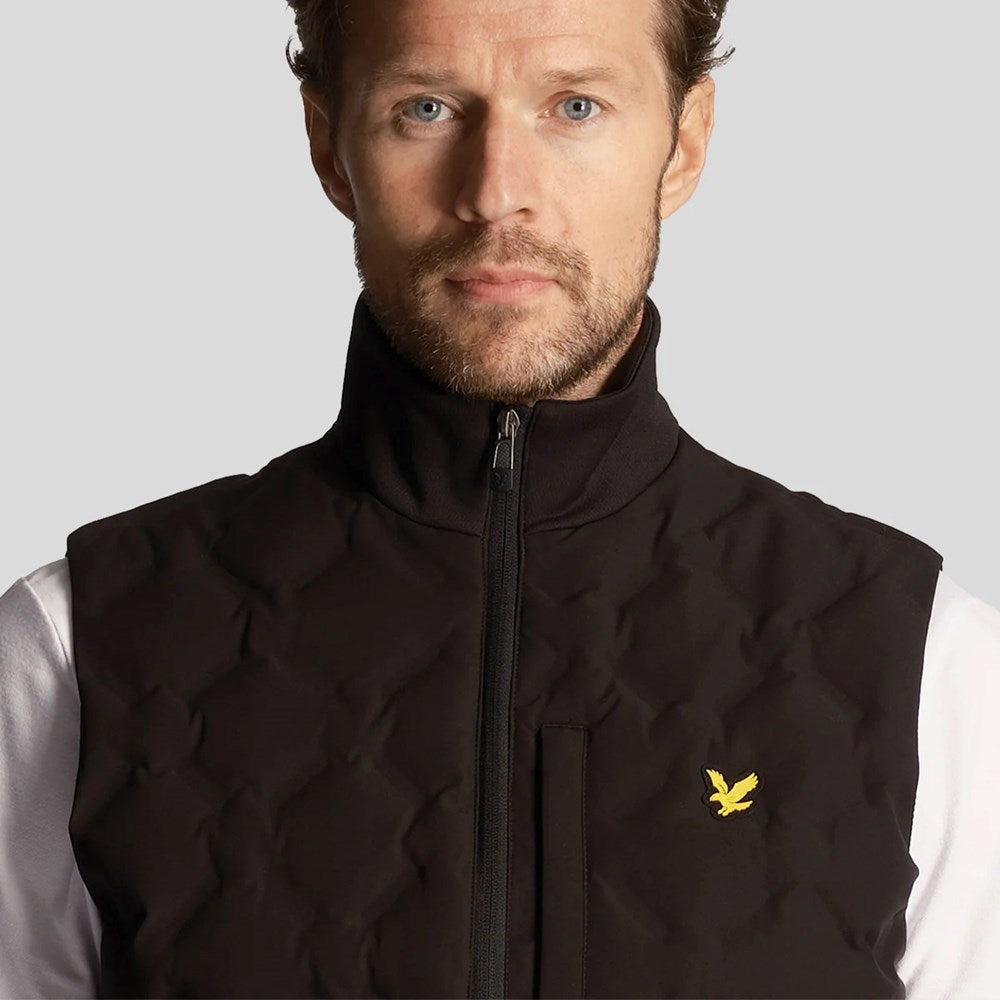 Lyle & Scott geschweißt Scheck Fleece Golf Gilet - Jet Black