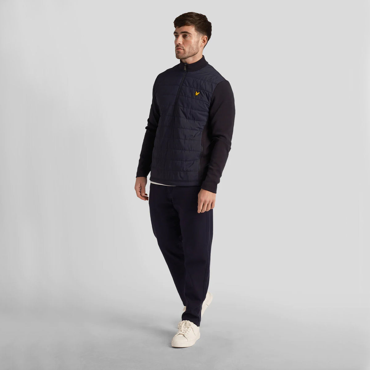Lyle & Scott Baffle gesteppt Viertel Zip Golf Midlayer - Dark Navy