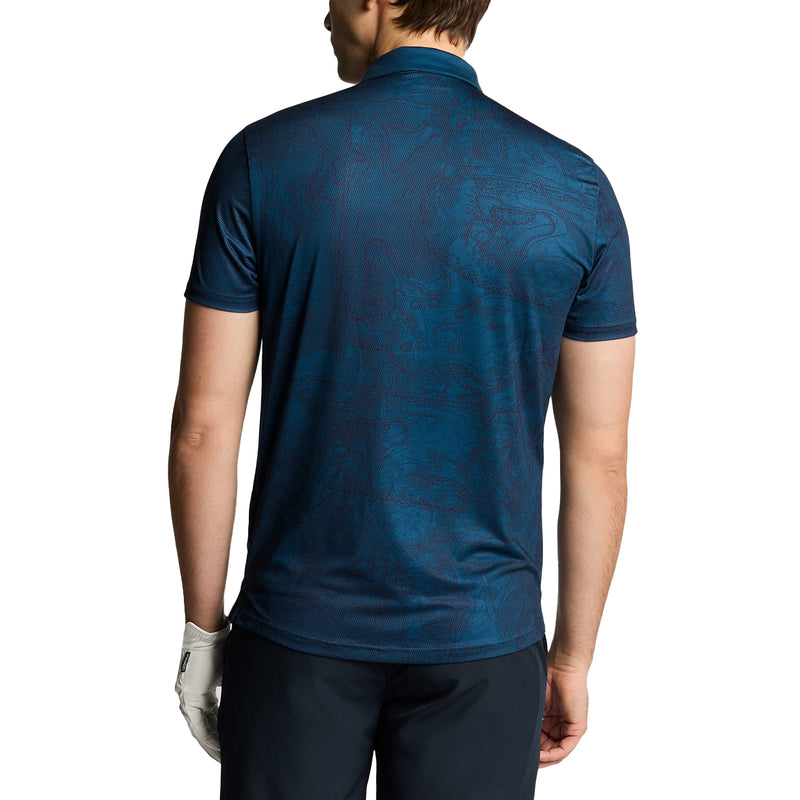 Lyle & Scott Contour gedrucktes Golf Polo -Hemd - Dark Navy
