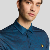 Lyle & Scott Contour gedrucktes Golf Polo -Hemd - Dark Navy