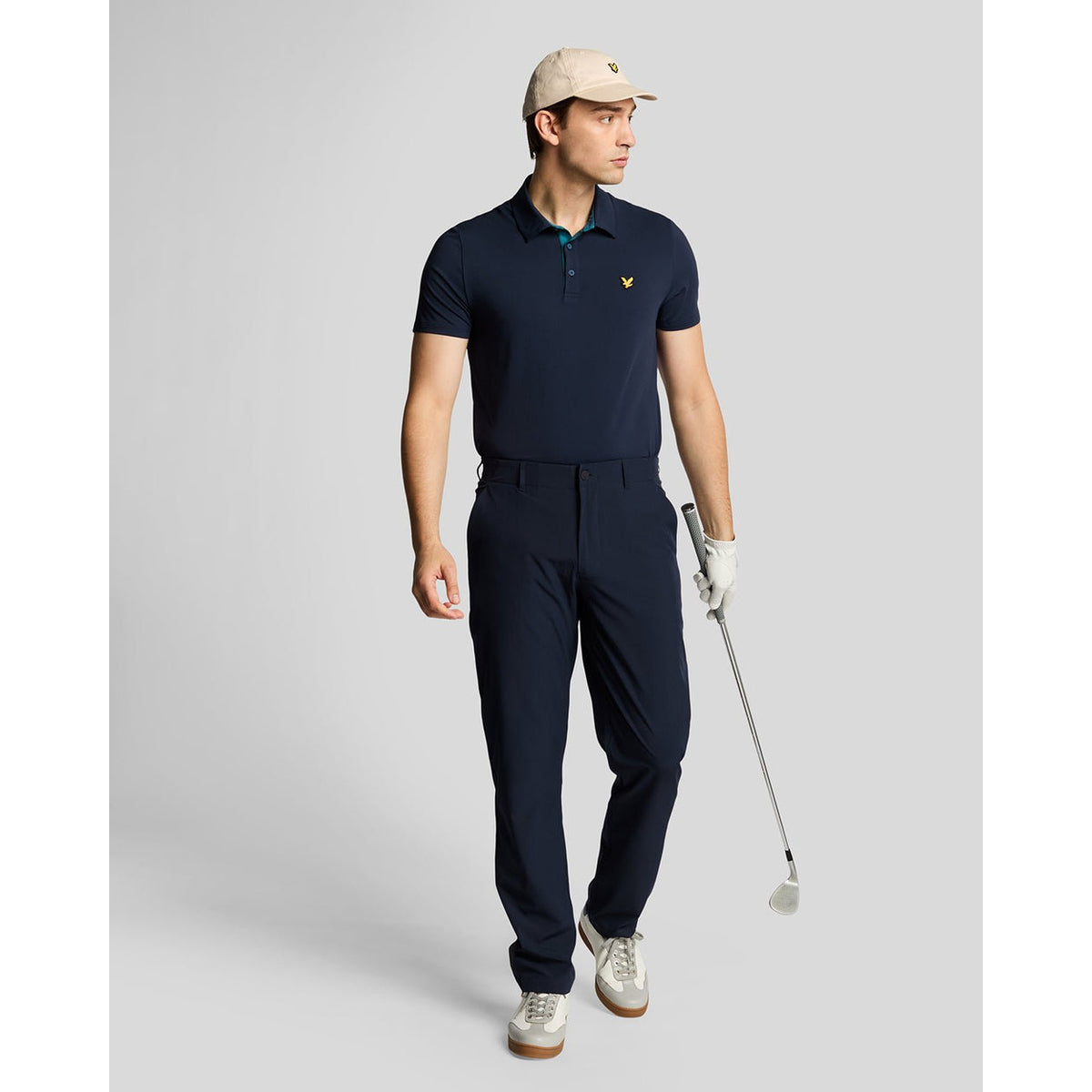 Lyle & Scott -Kontrastklappen -Golfpolo -Hemd - Dark Navy/Albatross