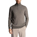 Lyle & Scott bestickter Strickpullover aus Merinomischung mit 1/4-Reißverschluss – Mittelgrau meliert