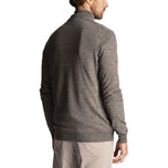 Lyle & Scott bestickter Strickpullover aus Merinomischung mit 1/4-Reißverschluss – Mittelgrau meliert