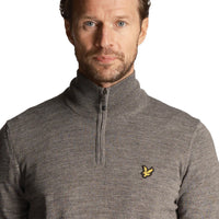 Lyle & Scott Core 1/4 Zip Merino Mix - Mid Grey Margel