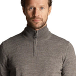 Lyle & Scott bestickter Strickpullover aus Merinomischung mit 1/4-Reißverschluss – Mittelgrau meliert
