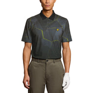 Lyle & Scott Geometrisches Print Golf Polo -Shirt - Mitternachtskohle