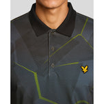 Lyle & Scott Geometrisches Print Golf Polo -Shirt - Mitternachtskohle