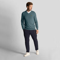 Lyle & Scott Golf Merino Mischung V Hals Pullover - Eisenblau