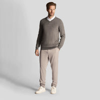 Lyle & Scott Tonal Eagle Merino Blendv Hals Strick - mittelgraue Mergel