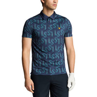 Lyle & Scott LS Monogramm gedrucktes Golf Polo -Hemd - Ryder Blue