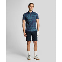 Lyle & Scott LS Monogramm gedrucktes Golf Polo -Hemd - Ryder Blue
