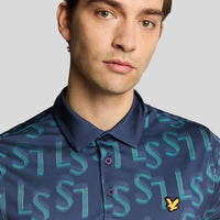 Lyle & Scott LS Monogramm gedrucktes Golf Polo -Hemd - Ryder Blue