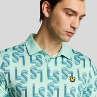 Lyle & Scott LS Monogramm gedrucktes Golfpolo -Hemd - Küste