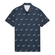 Lyle & Scott Micro Club gedrucktes Golf Polo -Shirt - Condor Blue