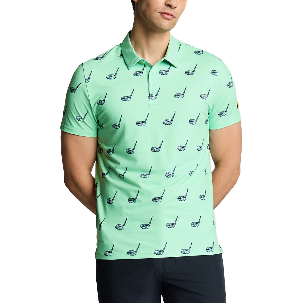 Lyle & Scott Micro Club gedrucktes Golfpolo -Shirt - Küste