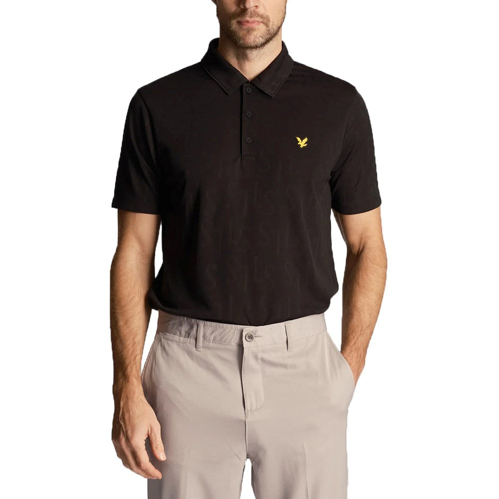 Lyle & Scott Monogramm Jacquard Golf Polo -Hemd - Jet Black