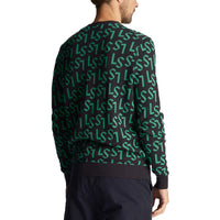 Lyle & Scott Monogram gestrickt Golf Crew Hals - Dunkle Marine