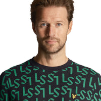 Lyle & Scott Monogram gestrickt Golf Crew Hals - Dunkle Marine