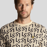 Lyle & Scott Monogram Strick Golf Crew Hals - Sanddune