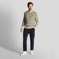 Lyle & Scott Monogram Strick Golf Crew Hals - Sanddune
