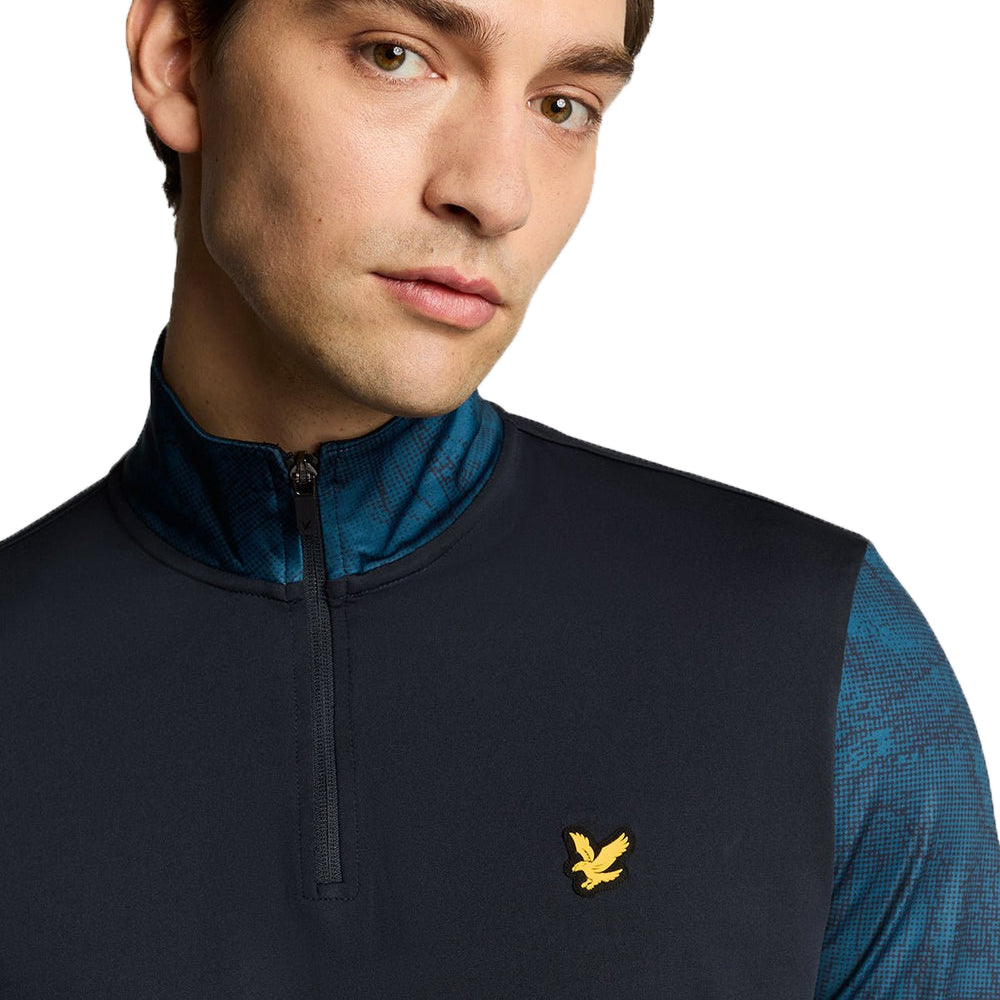 Lyle & Scott gedruckte Kontur Golf Midlayer - Dark Navy