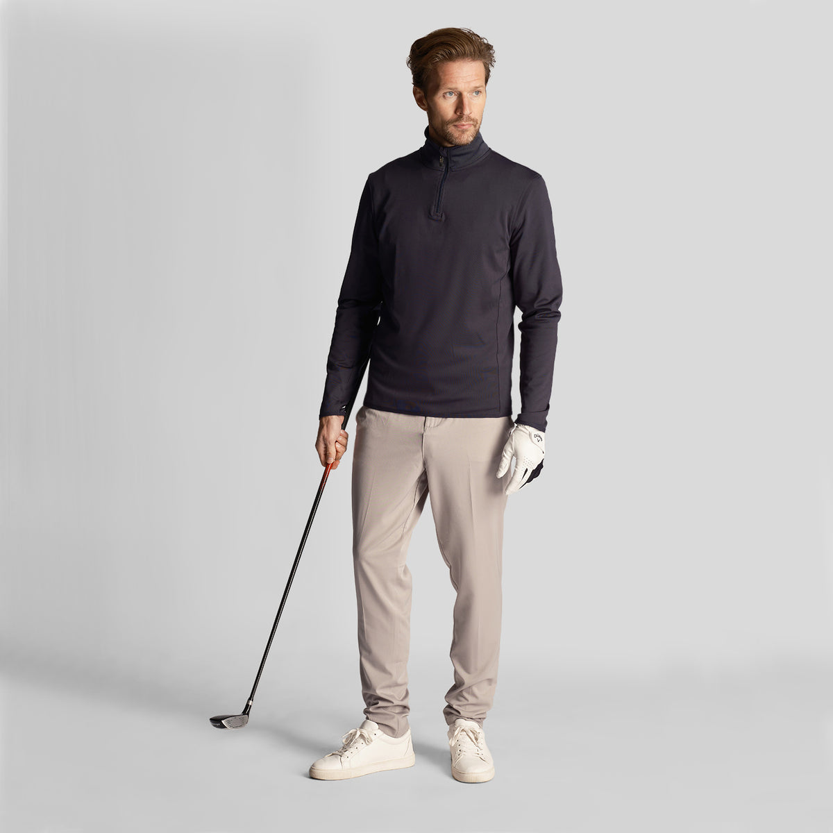 Lyle & Scott Tonal Eagle Tech 1/4 ZIP MIDLAYER - DARK NAVY