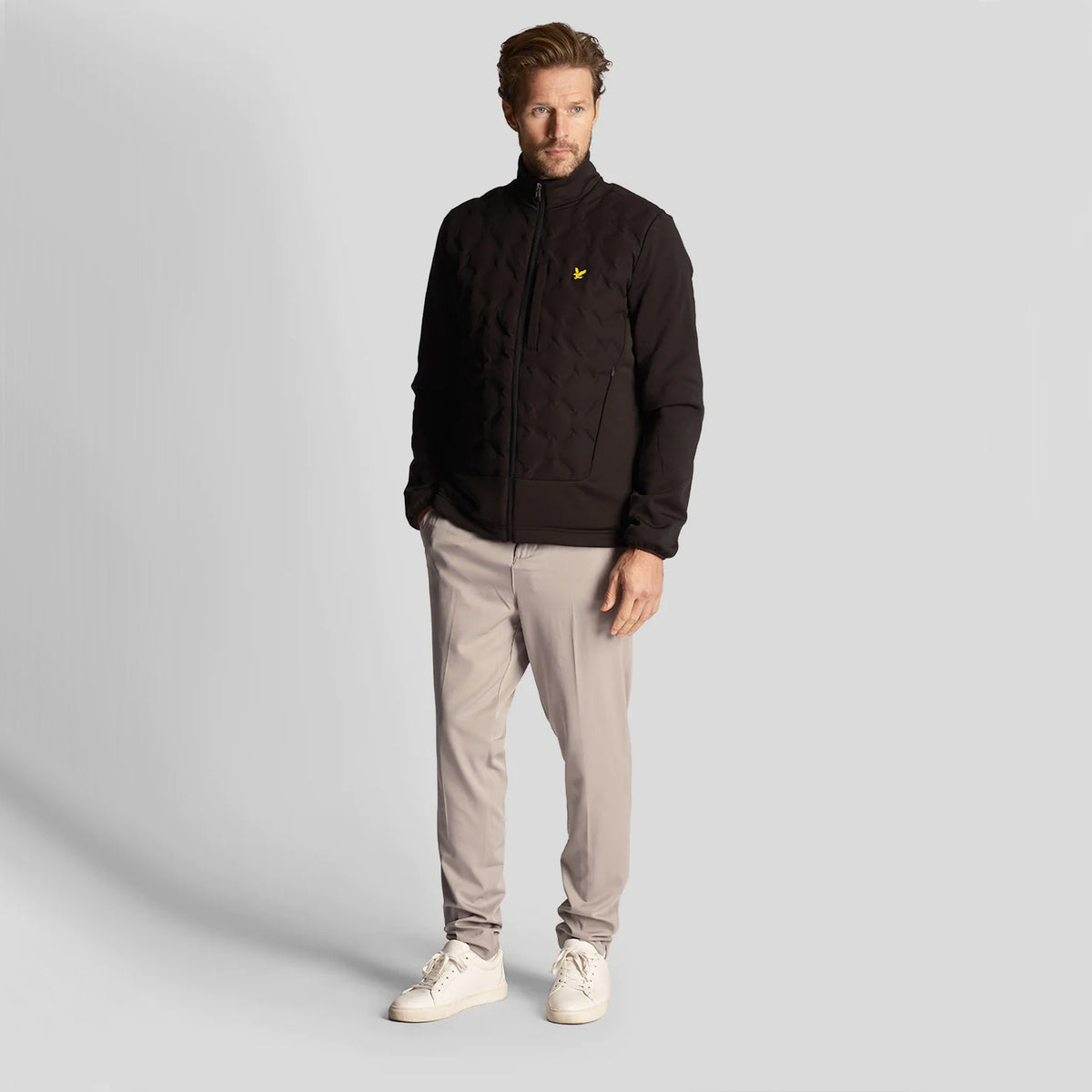 Lyle & Scott geschweißt Scheck Fleece Golfjacke - Jet Black