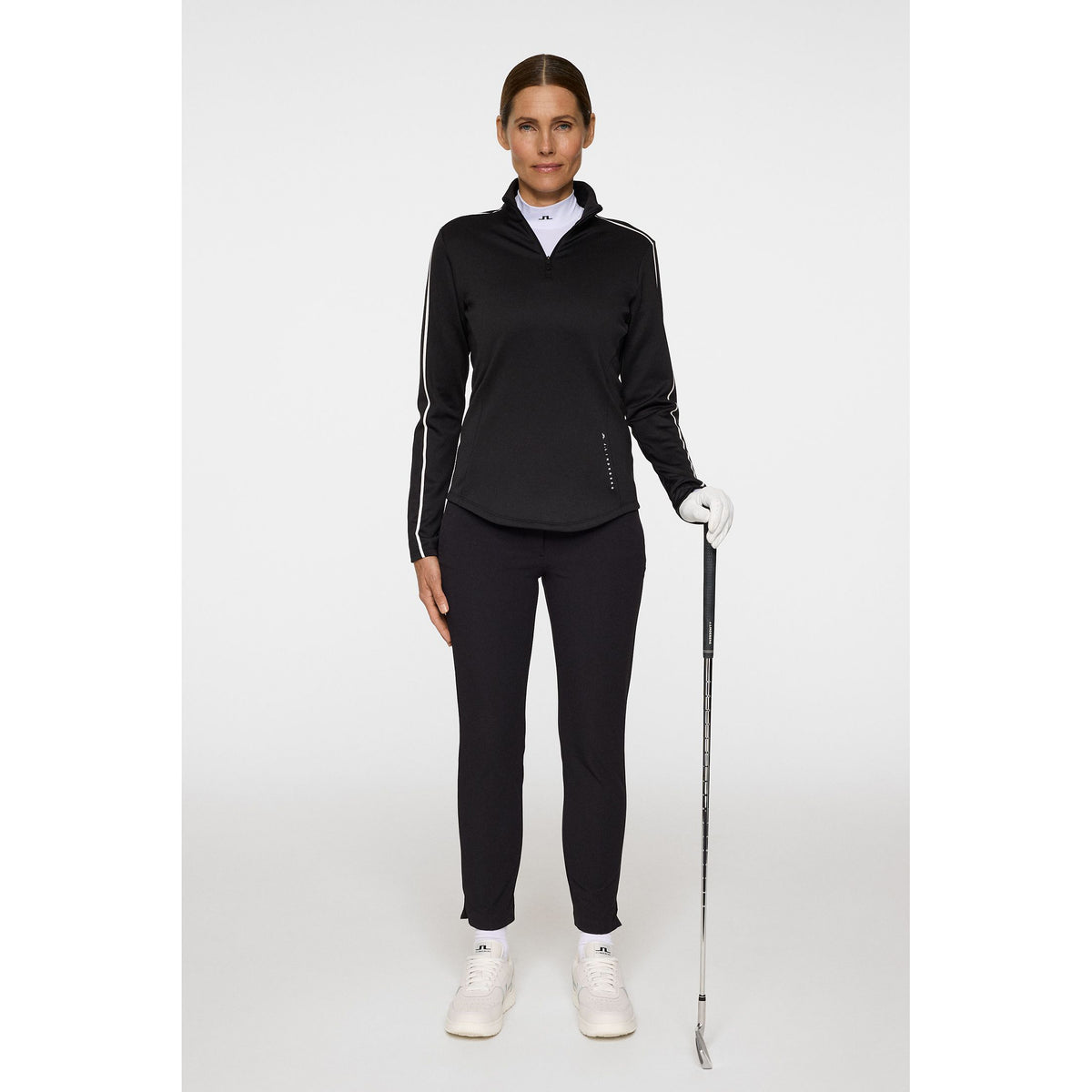 J.Lindeberg Women's NEFE Viertel Zip Golf Mid Layer - Schwarz