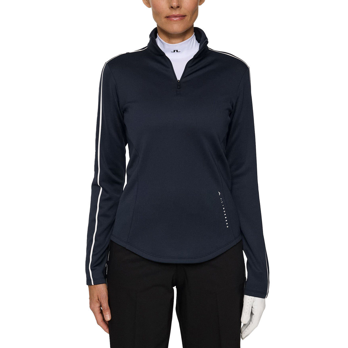 J.Lindeberg Women's NEFE Viertel Zip Golf Mid Layer - JL Navy