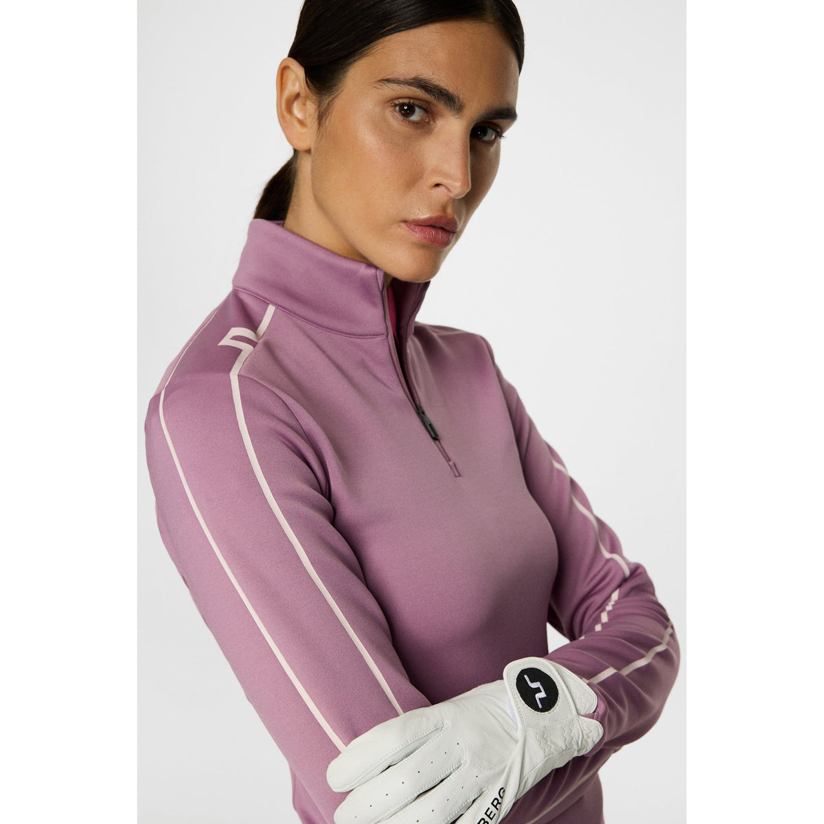 J.Lindeberg Women's NEFE Viertel Zip Golf Mid Layer - sehr Traube