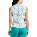 Nivo 女式 Linnea 无袖小高领高尔夫衬衫 - 白色/阿鲁巴蓝