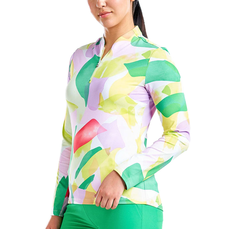 Nivo Frauen Lolita UV Langarm Langarm Mock Neck Golf Hemd - klassisches Grün