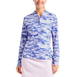 Nivo Frauen Lolita UV Langarm Langarm Mock Neck Golf Hemd - Kobalt