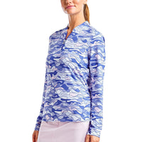 Nivo Frauen Lolita UV Langarm Langarm Mock Neck Golf Hemd - Kobalt