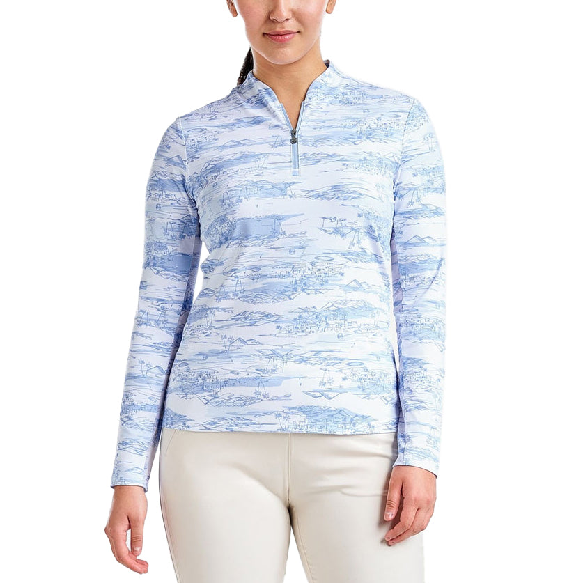Nivo Frauen lolita uv Langarm Mockhals Golfhemd - sanftblau