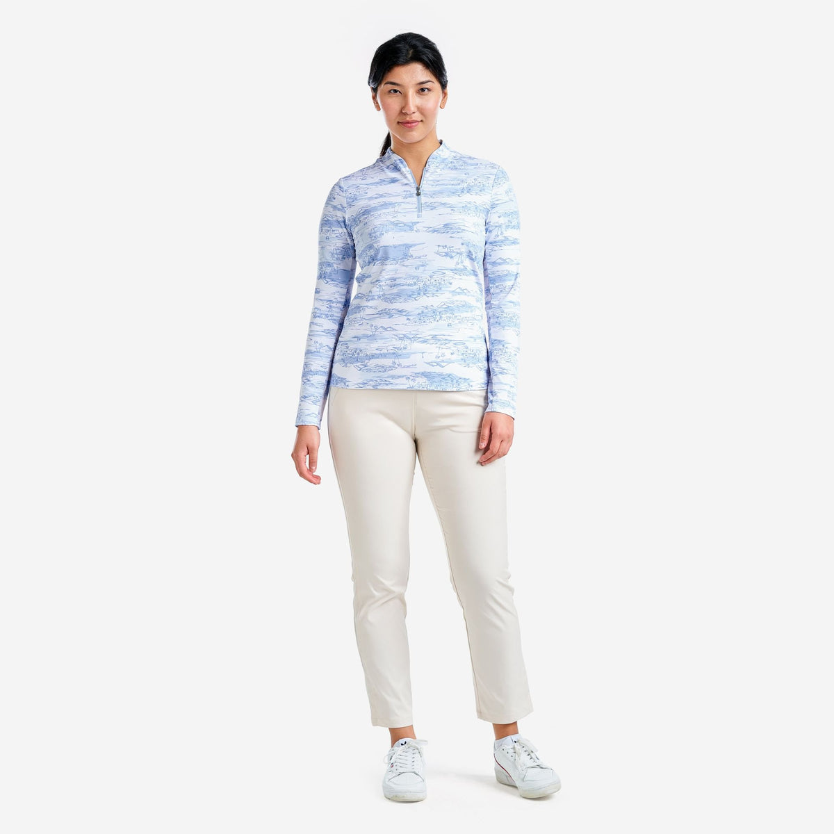 Nivo Frauen lolita uv Langarm Mockhals Golfhemd - sanftblau