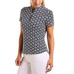 Nivo Women's Lynda Mock Neck Golf Shirt - Navy/White
