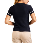 Nivo Damen Nyla gestricktes Golf-Poloshirt mit V-Ausschnitt – Marineblau