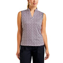 Nivo Vivia ärmelloses Golfshirt mit Stehkragen für Damen – Weiß/Marineblau