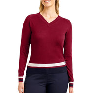 Nivo Women's Sofia V-Neck Golf Sweater - Cherry