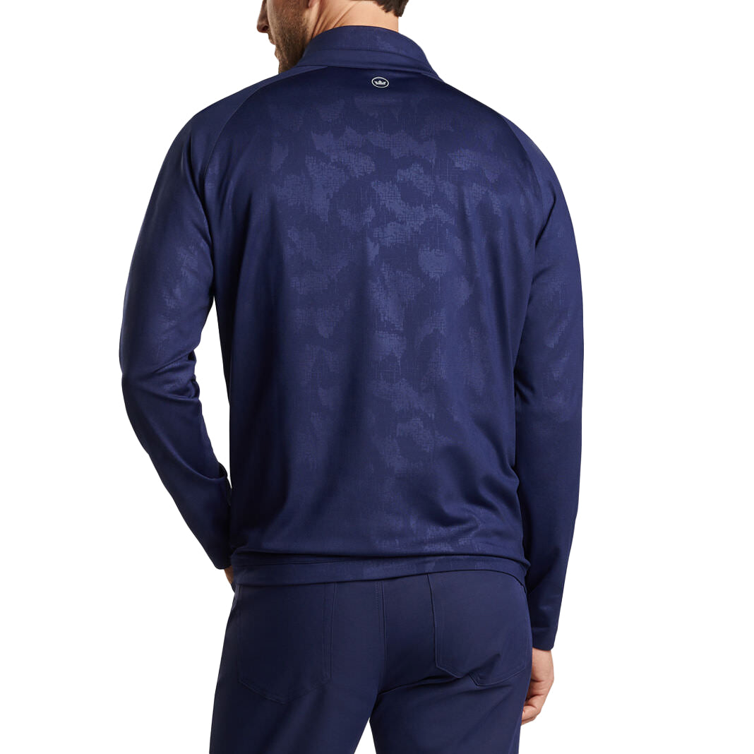 Peter Millar Verge Windowpane Camo Performance Quarter -Zip - Marine