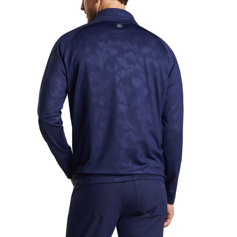 Peter Millar Verge Windowpane Camo Performance Quarter -Zip - Marine