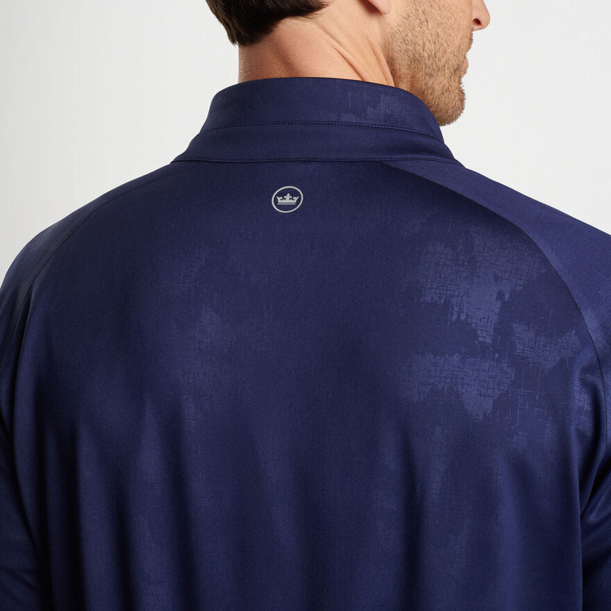 Peter Millar Verge Windowpane Camo Performance Quarter -Zip - Marine
