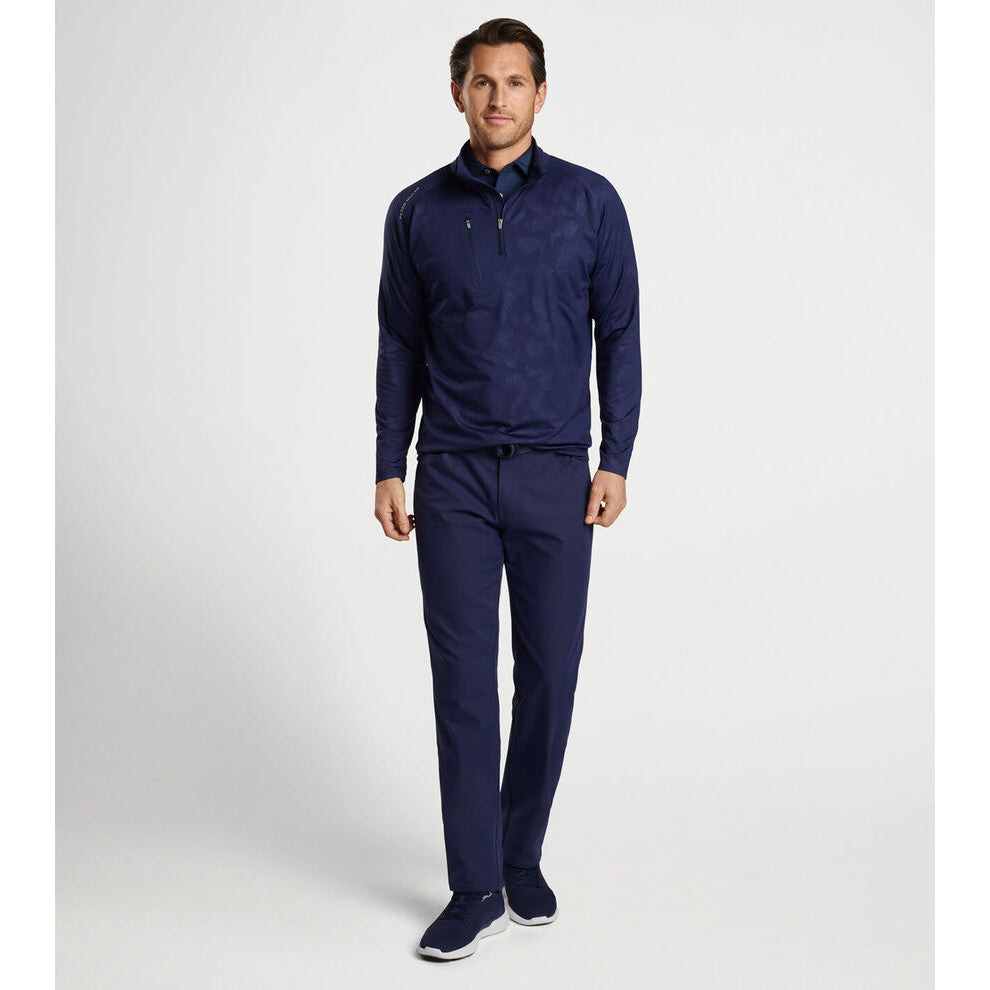 Peter Millar Verge Windowpane Camo Performance Quarter -Zip - Marine