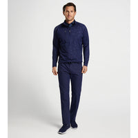 Peter Millar Verge Windowpane Camo Performance Quarter -Zip - Marine