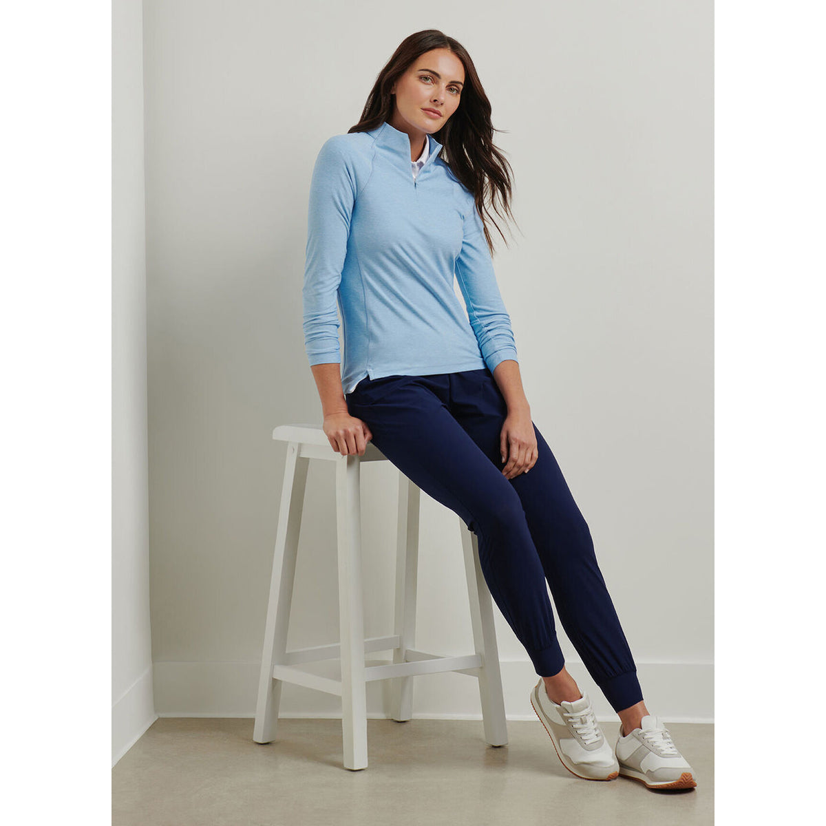 Peter Millar Frauen Melange Raglan Sleeve 1/4 Zip Midlayer - Motorhaube