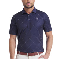 Puma Pure 2,0 Argyle Golfhemd - Deep Navy/White Glow