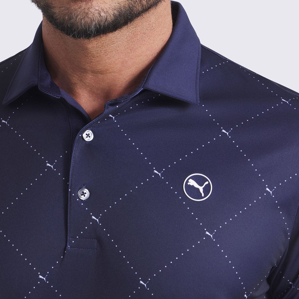 Puma Pure 2,0 Argyle Golfhemd - Deep Navy/White Glow